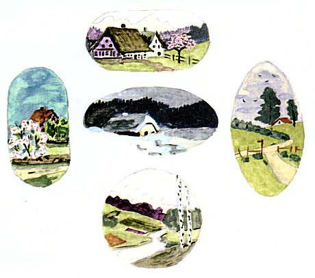 Vignetten auf Briefpapier gemalt